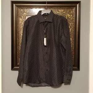 AZARO UOMO dress shirt black dots K308:8:1118